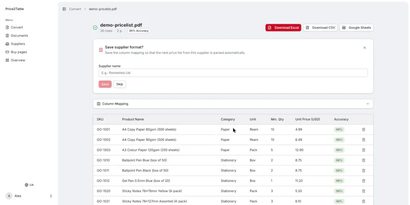 Price2Table screenshot 4
