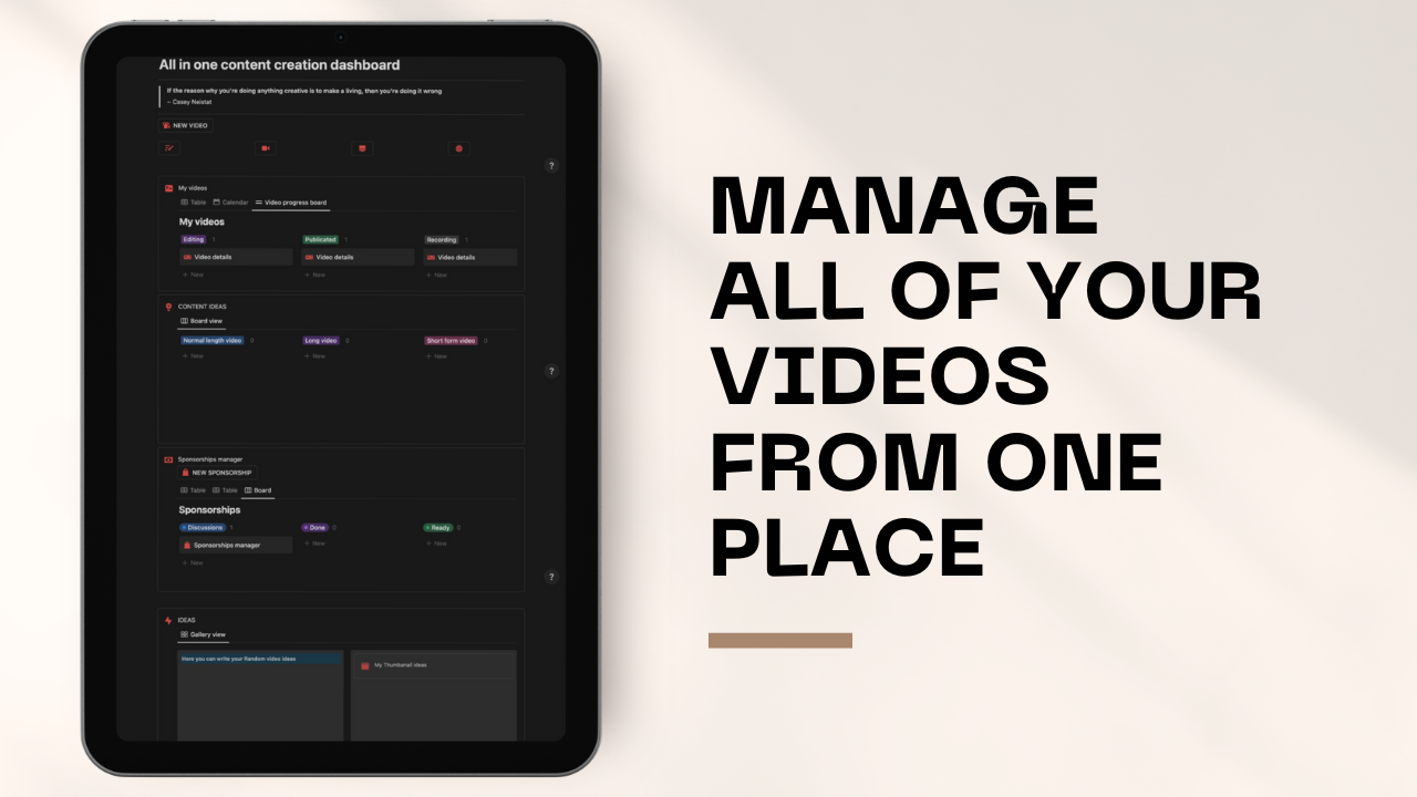 แผงควบคุมการสร้างเนื้อหาความคิด - ความคิดเทมเพลต YouTube: ปรับปรุงเวิร์กโฟลว์ของคุณ! media 3