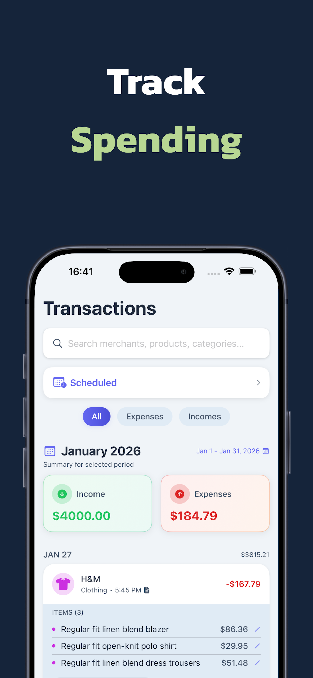 Pocketly — Expense Tracker for iOS gallery image