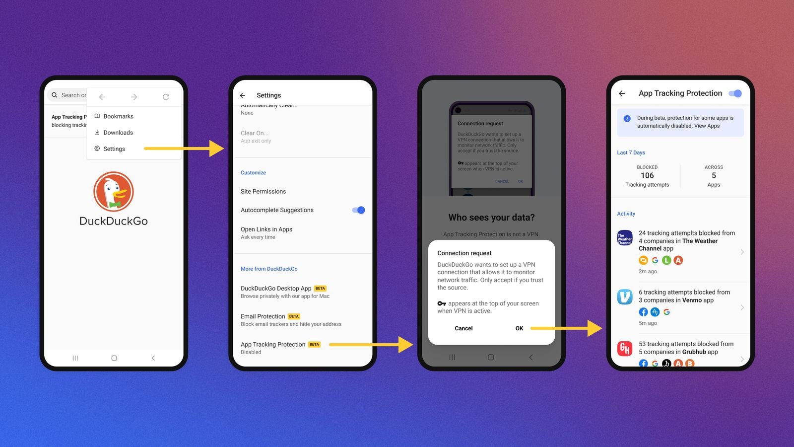 Duckduckgo ऐप ट्रैकिंग सुरक्षा - ट्रैकर्स को आपके एंड्रॉइड ऐप्स में छिपाने का आसान तरीका मीडिया 3