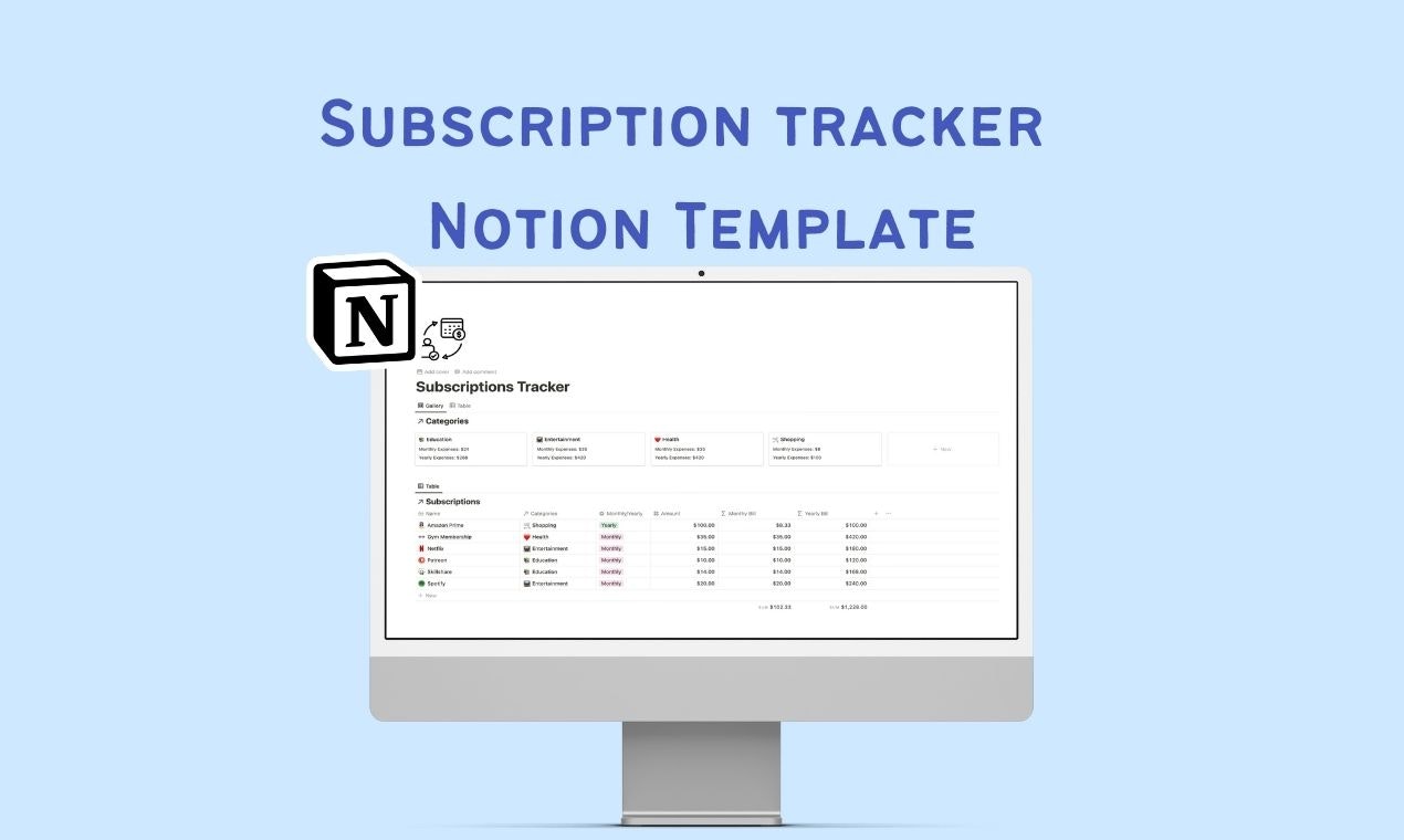 Notion Subscription Tracker gallery image