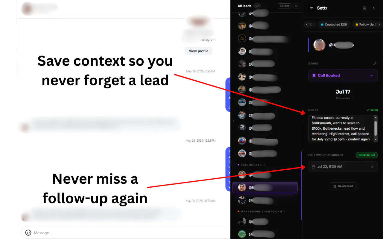Settr - Instagram DM CRM gallery image