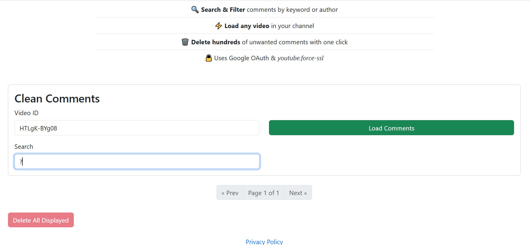 Media CommentWipe - Cari, Penapis & Bulk-Delete Spam Komen di YouTube 8