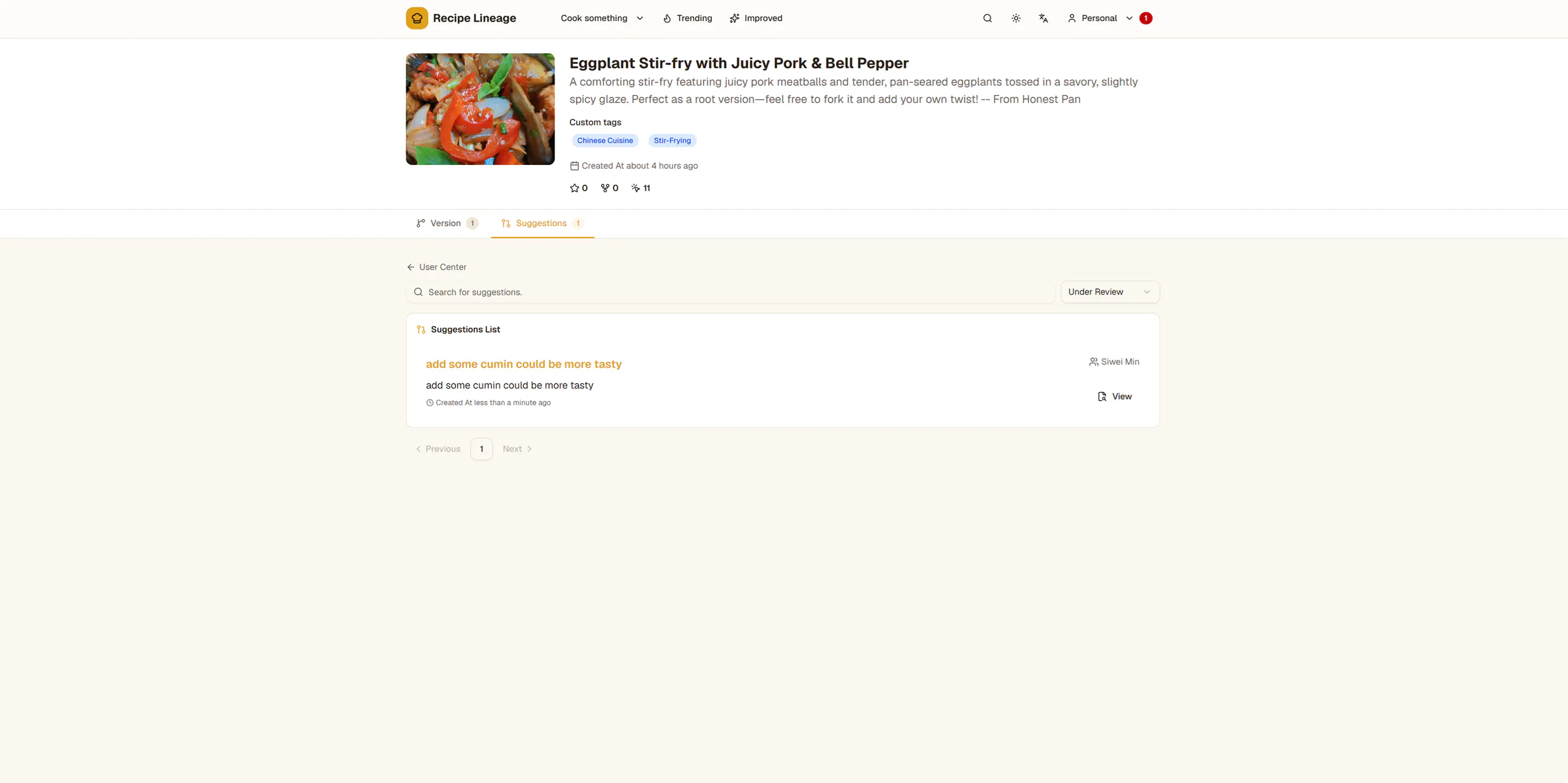 Recipe Lineage gallery image