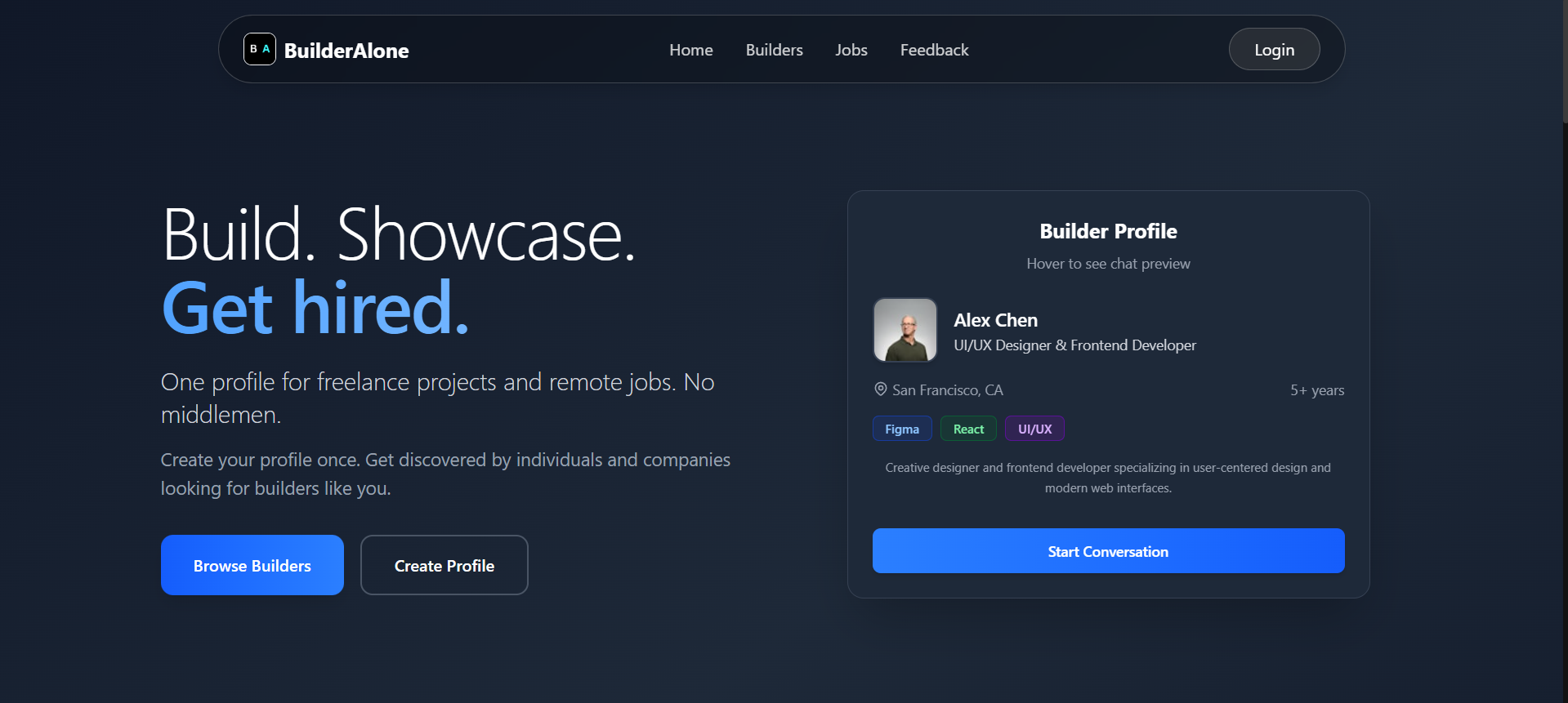 Builder Alone - Main product screenshot demonstrating key features and user interface