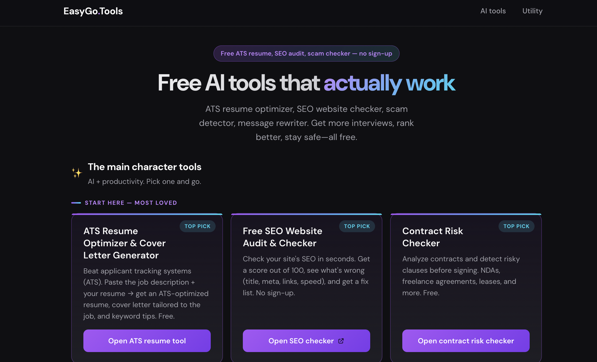 EasyGoAI Tools - Main product screenshot demonstrating key features and user interface