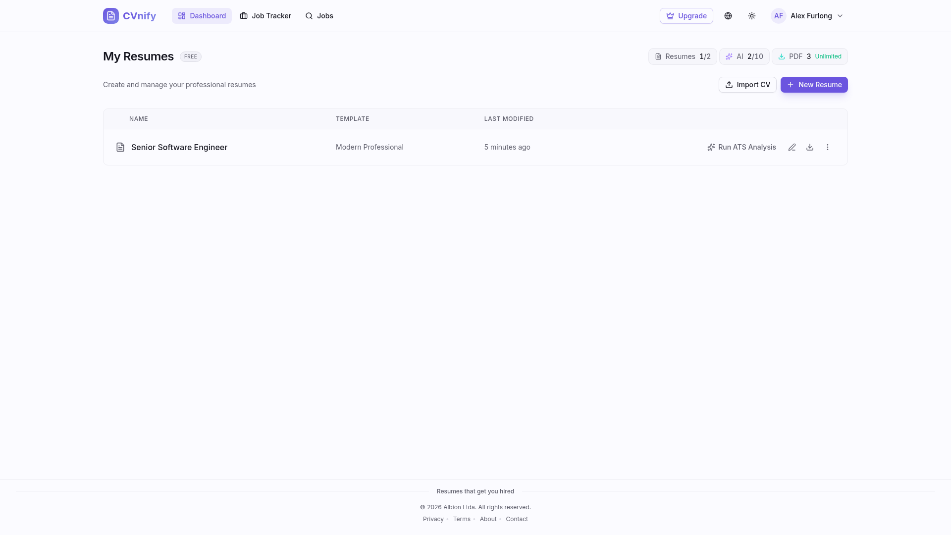 CVnify - Screenshot 2 showing product features and functionality