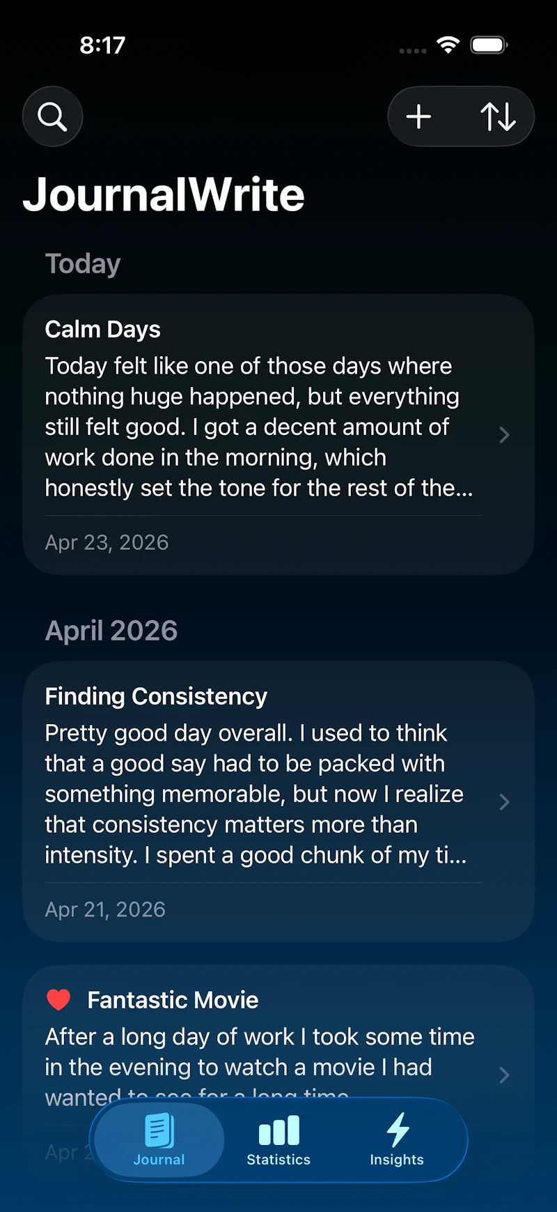 JournalWrite screenshot 1
