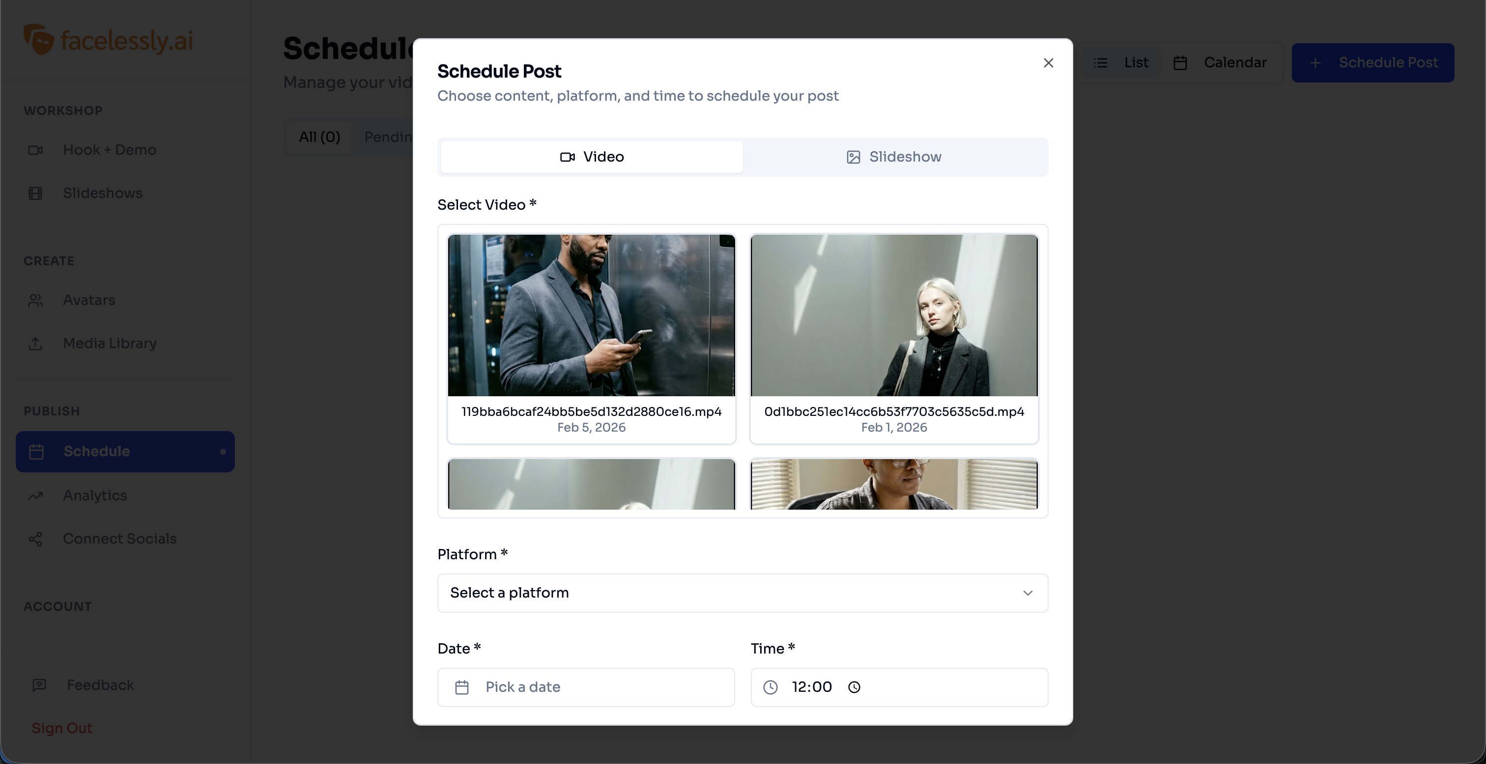 Faceless Video Platform - Screenshot 5 showing product features and functionality