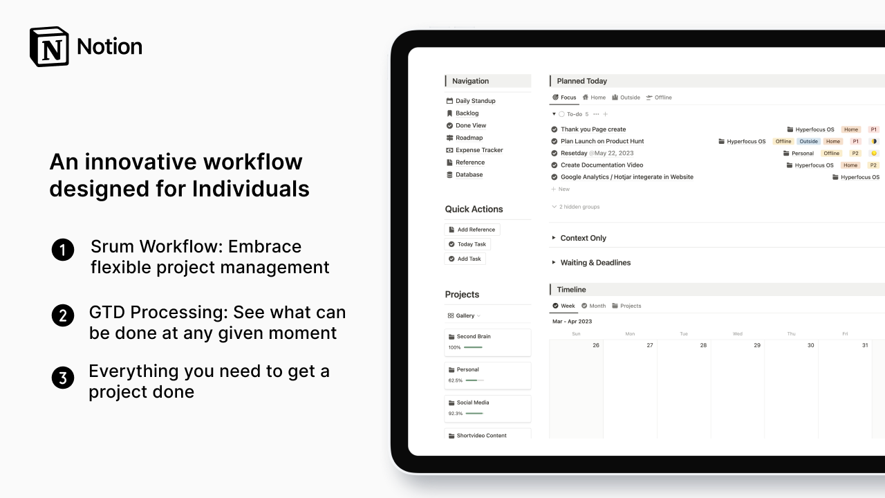 startuptile Hyperfocus OS-Project management for individuals - Scrum x GTD