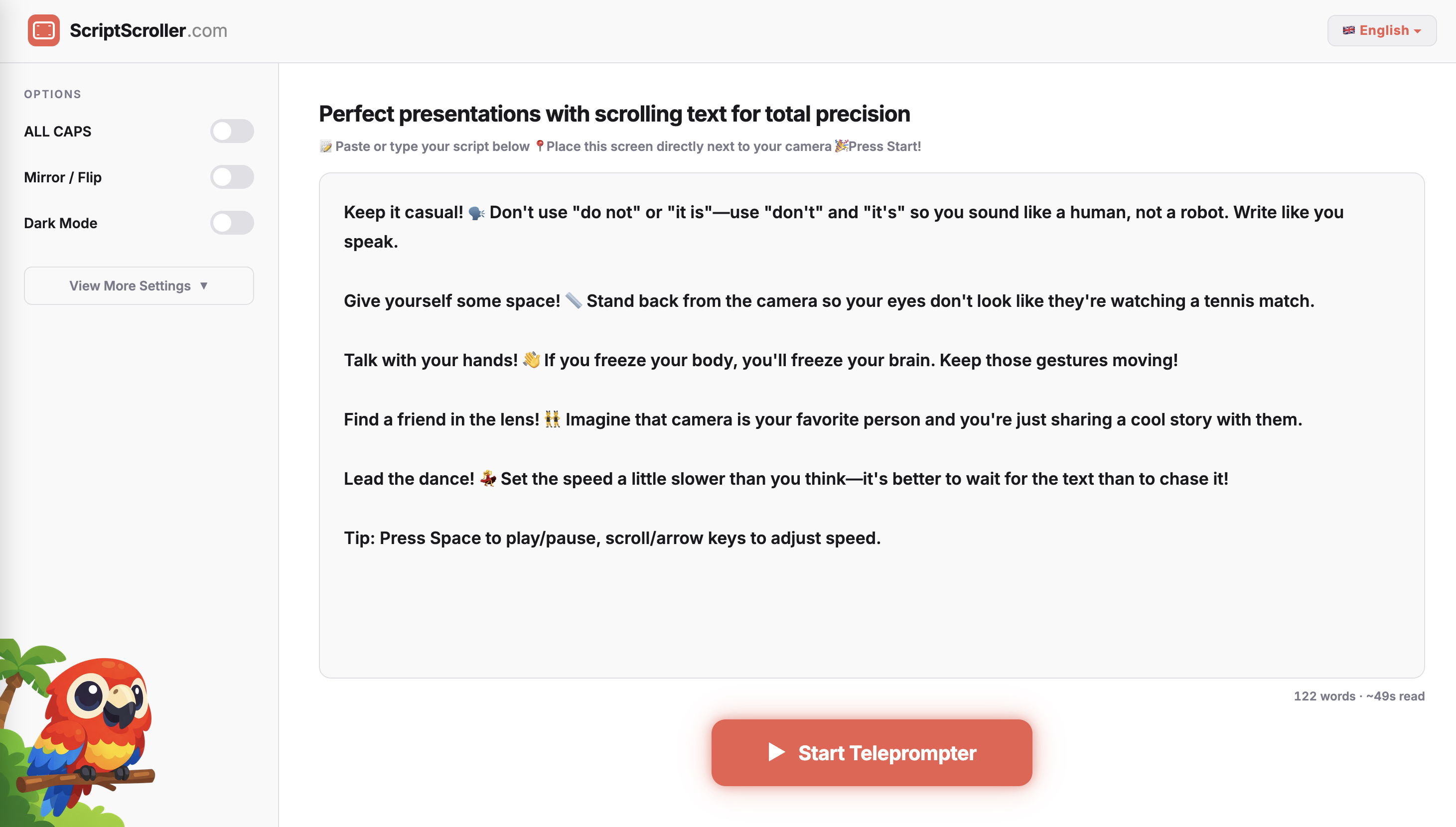 ScriptScroller.com - Main product screenshot demonstrating key features and user interface