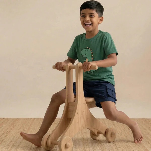 2-in-1 Walker Cum Cycle —  Wooden Cycle