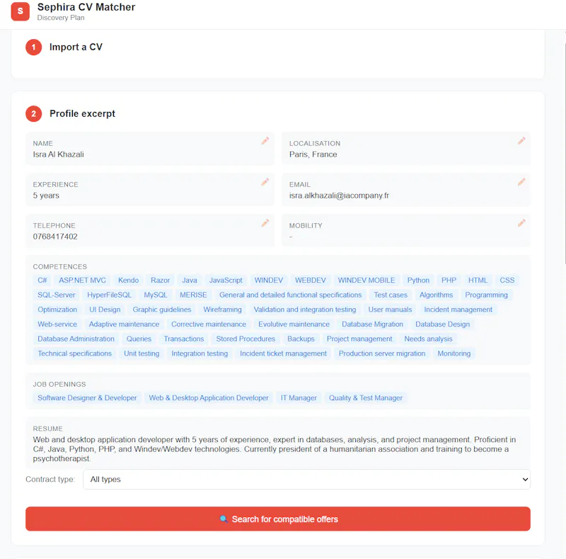 CV Matcher par IA Company  screenshot 2