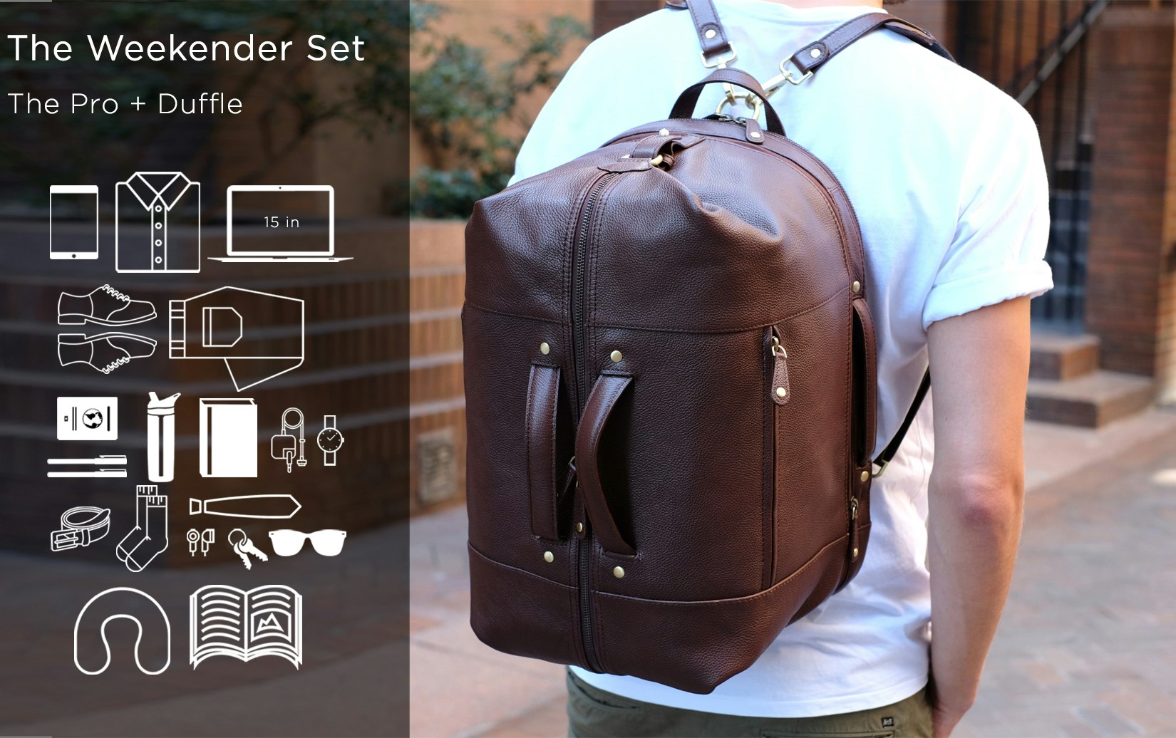 The Leather Duffle 6-in-1 Backpack gallery image