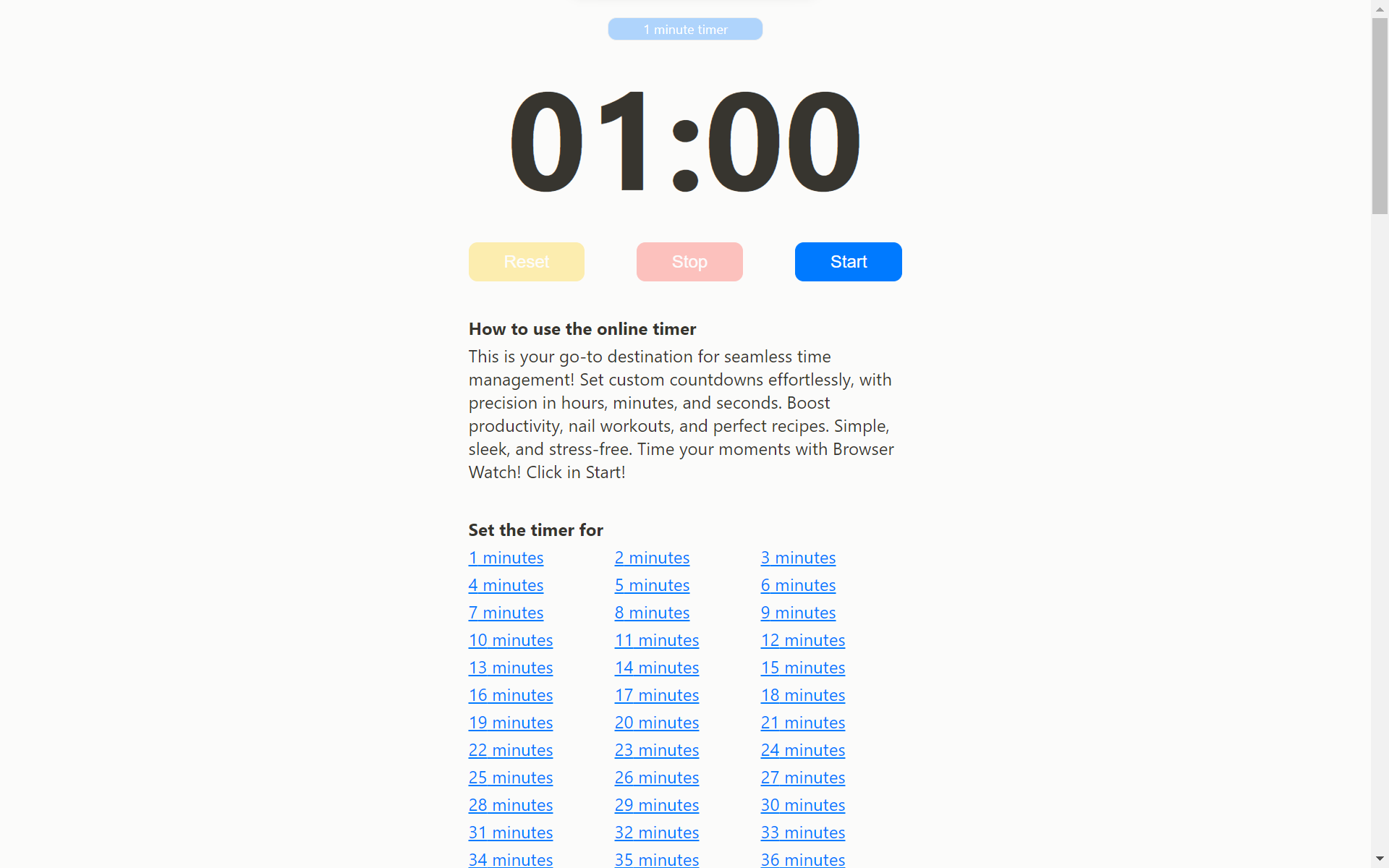 browser.watch - Minimalistischer Timer in Ihrem Browser. Medien 1