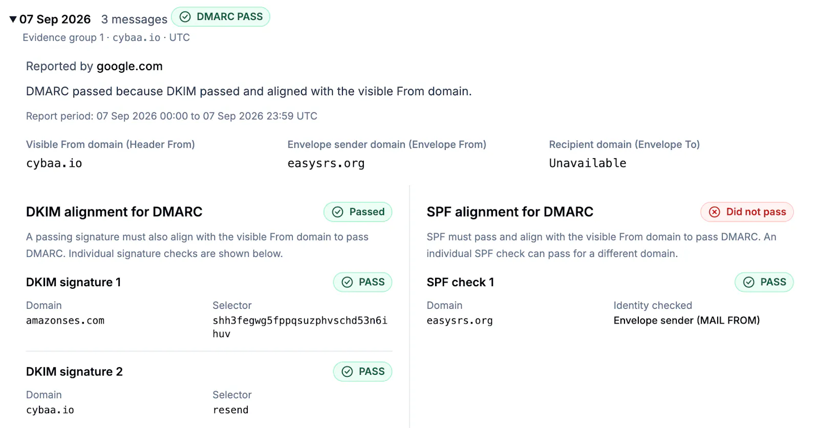 Cybaa DMARC & TLS-RPT Monitoring screenshot 2