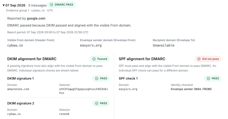 Cybaa DMARC & TLS-RPT Monitoring screenshot 2