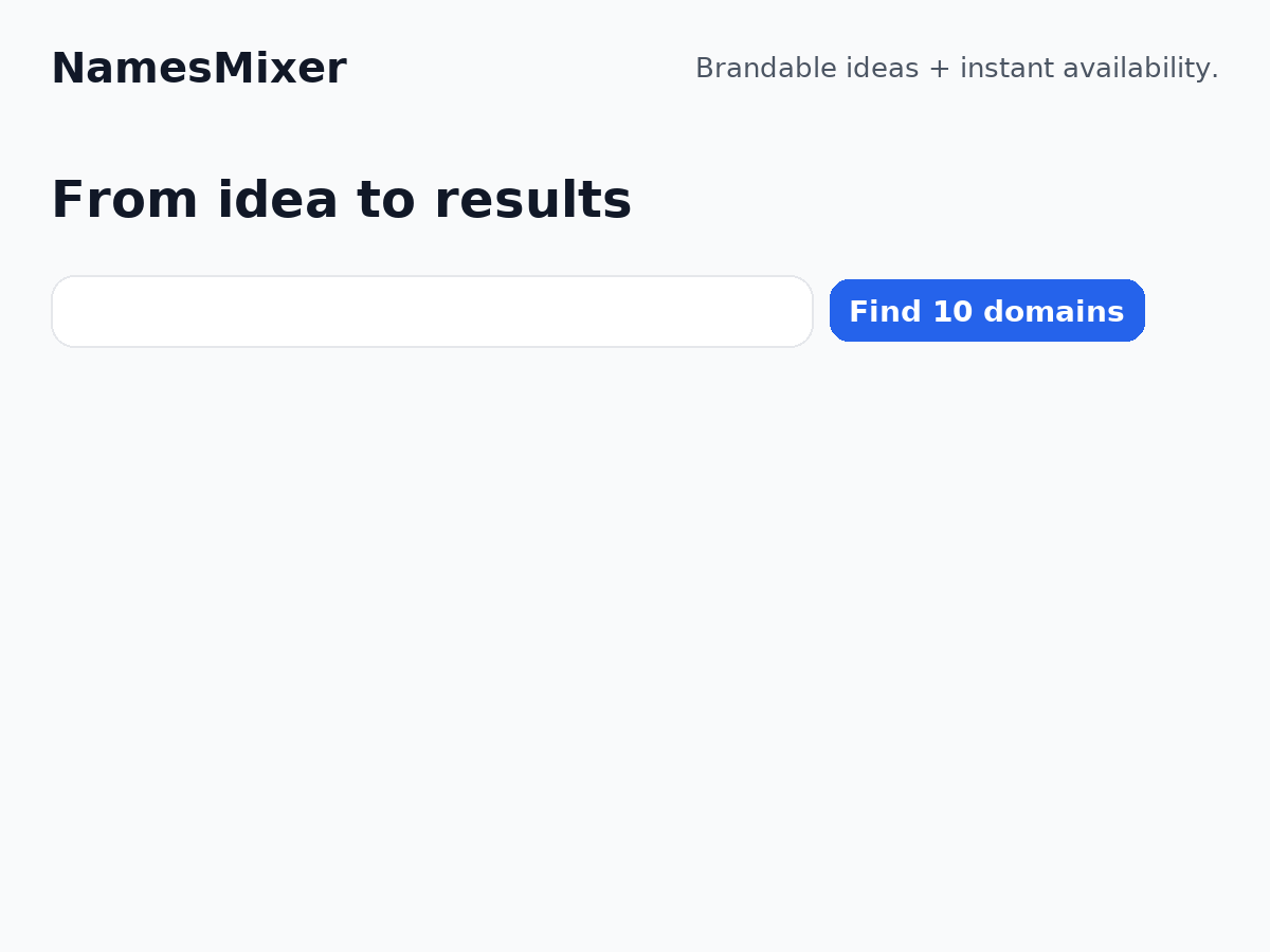Nomesmixer - Idee di dominio istantanee e brandicabili attraverso .com .ai .io .org ... media 2