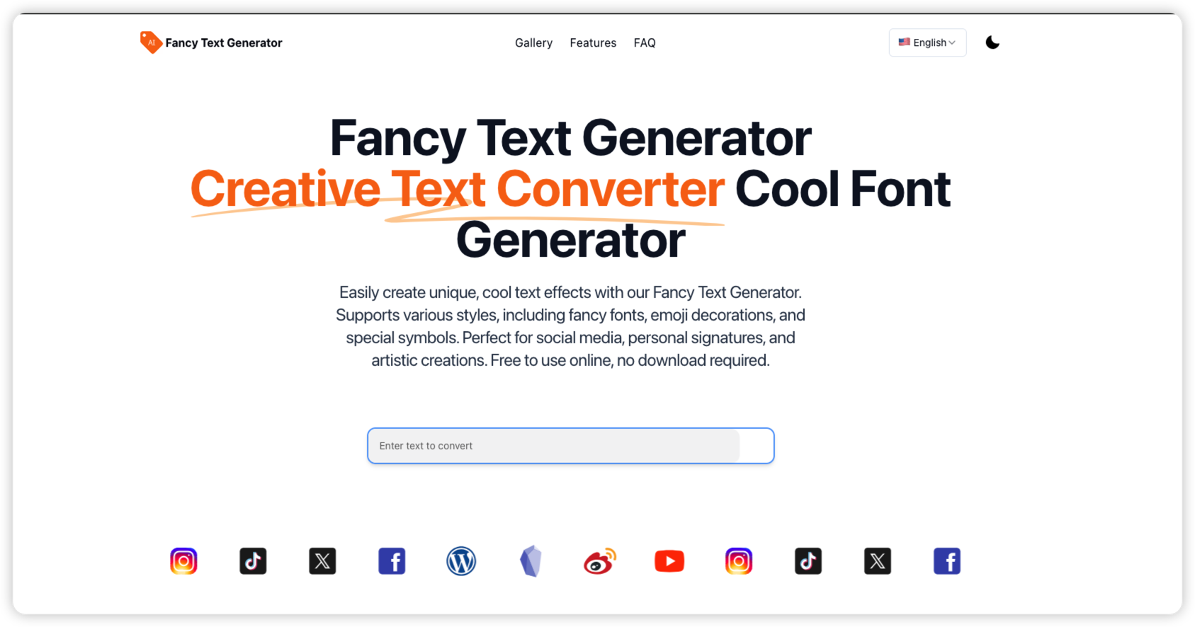 Fancy Text Generator | 创意文字转换器 | 酷炫字体生成器 gallery image