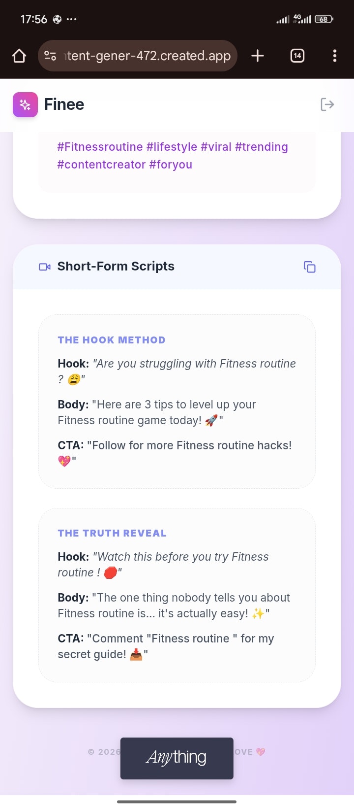 Finee: Viral Content Generator for Girls gallery image