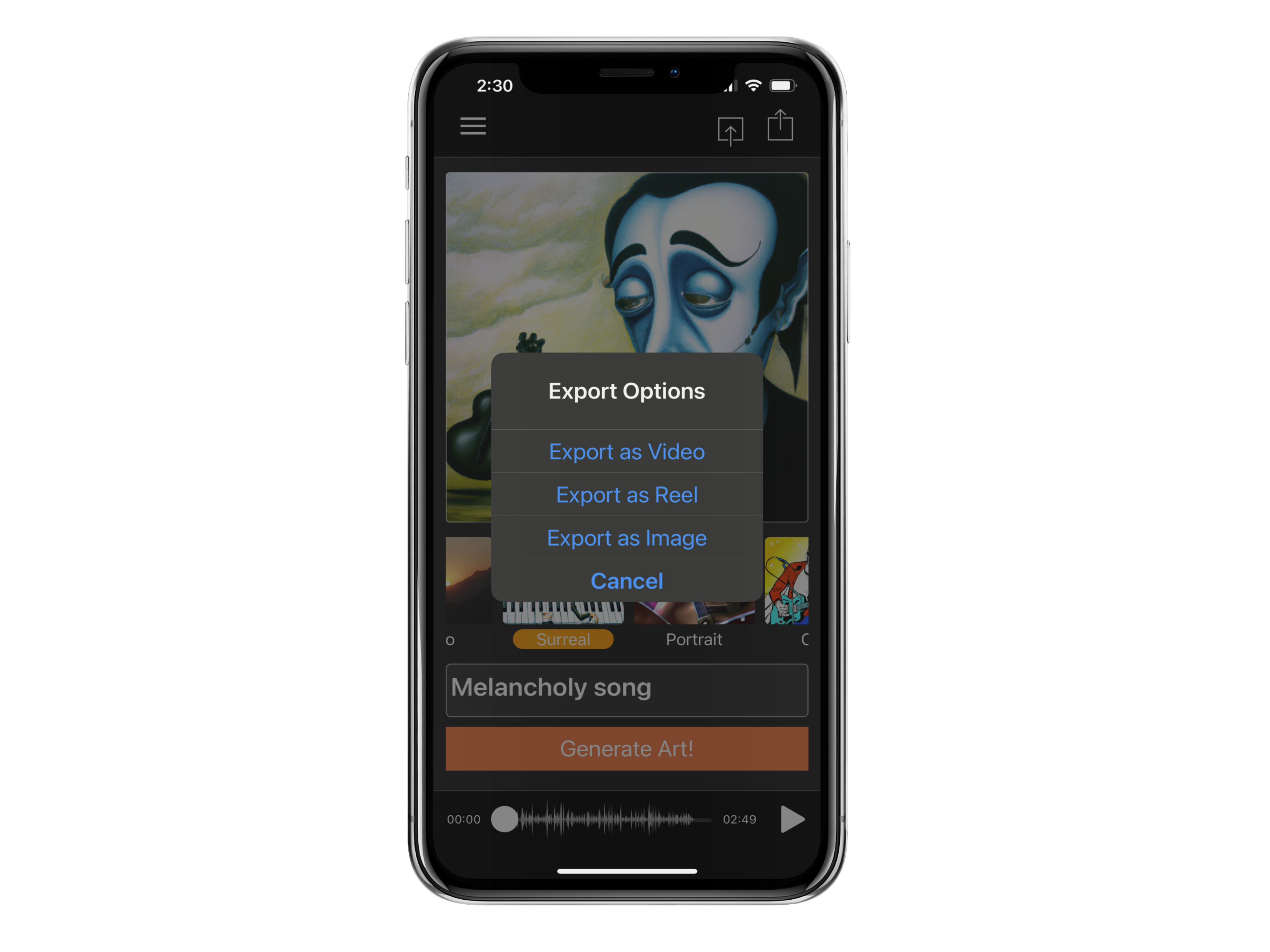 Maive: Exportador de vídeo da AI Music Ai media 5