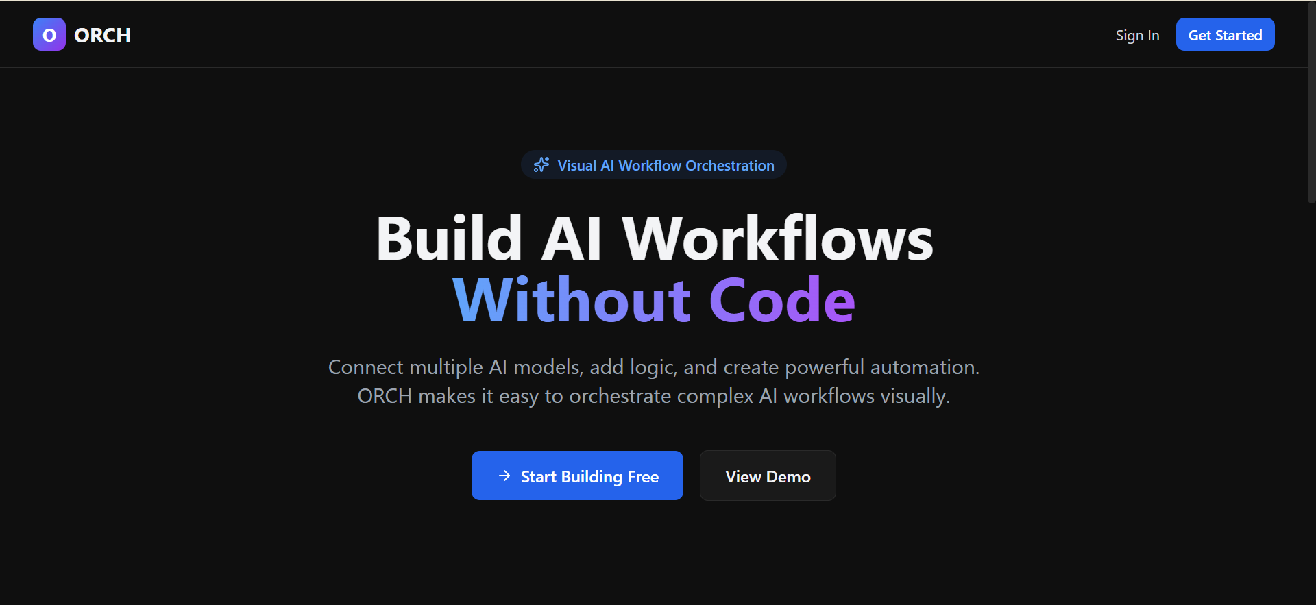 ORCH – Visual AI Workflow Orchestration gallery image