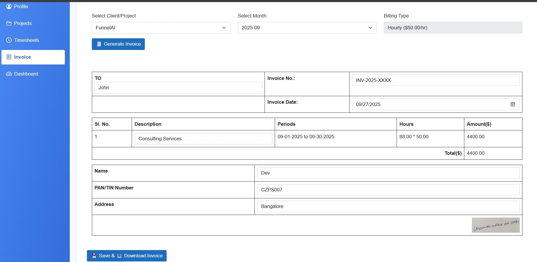 Média Facture de tâches - Application simple de feuille de temps et de facturation en ligne pour les indépendants 4