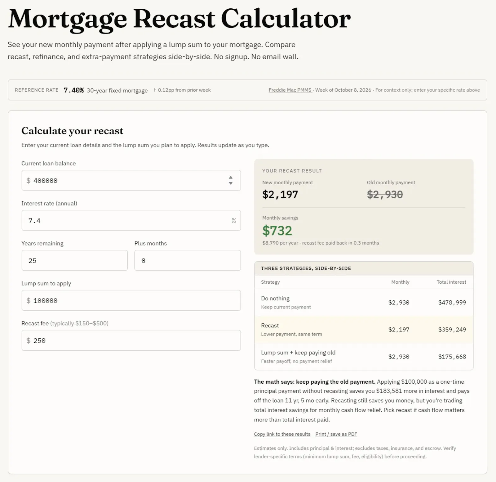 RecastCalc screenshot 3