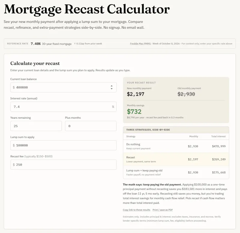 RecastCalc screenshot 3