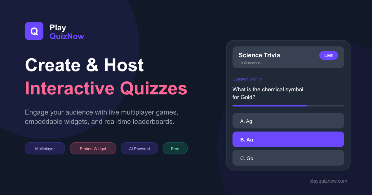 PlayQuizNow - Main product screenshot demonstrating key features and user interface