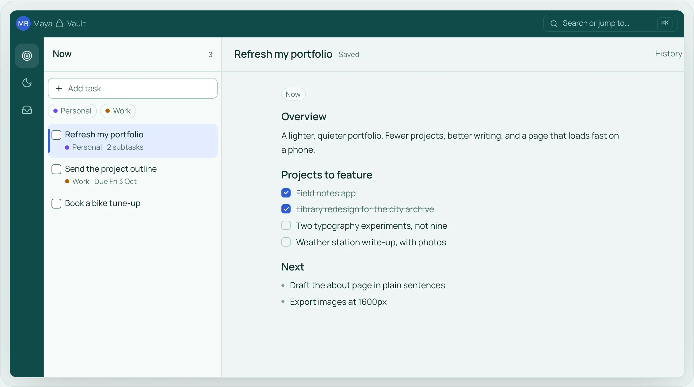 symplist - a calm task workspace gallery image