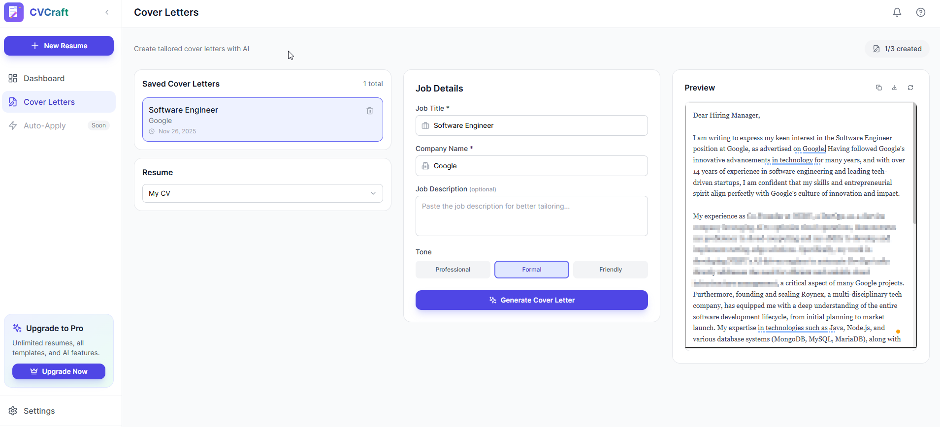 CVCraft - Screenshot 3 showing product features and functionality