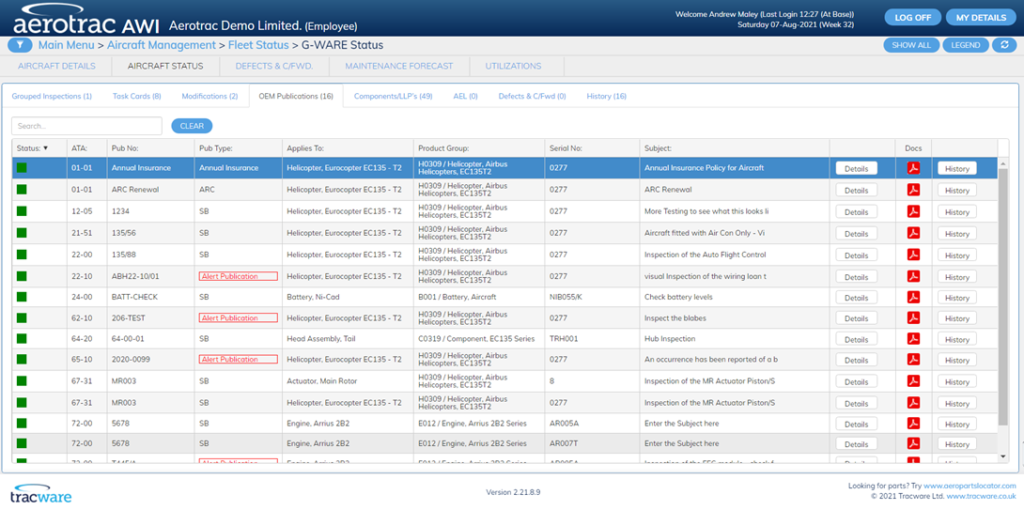 Aerotrac Web Interface gallery image