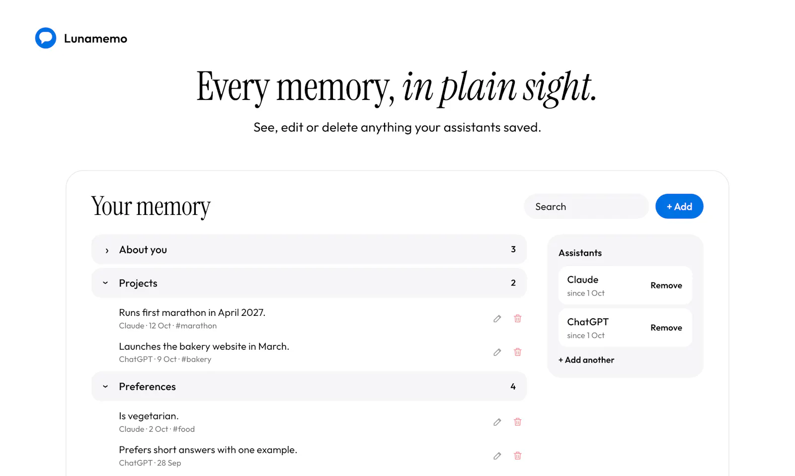 LunaMemo: Shared AI Memory screenshot 3