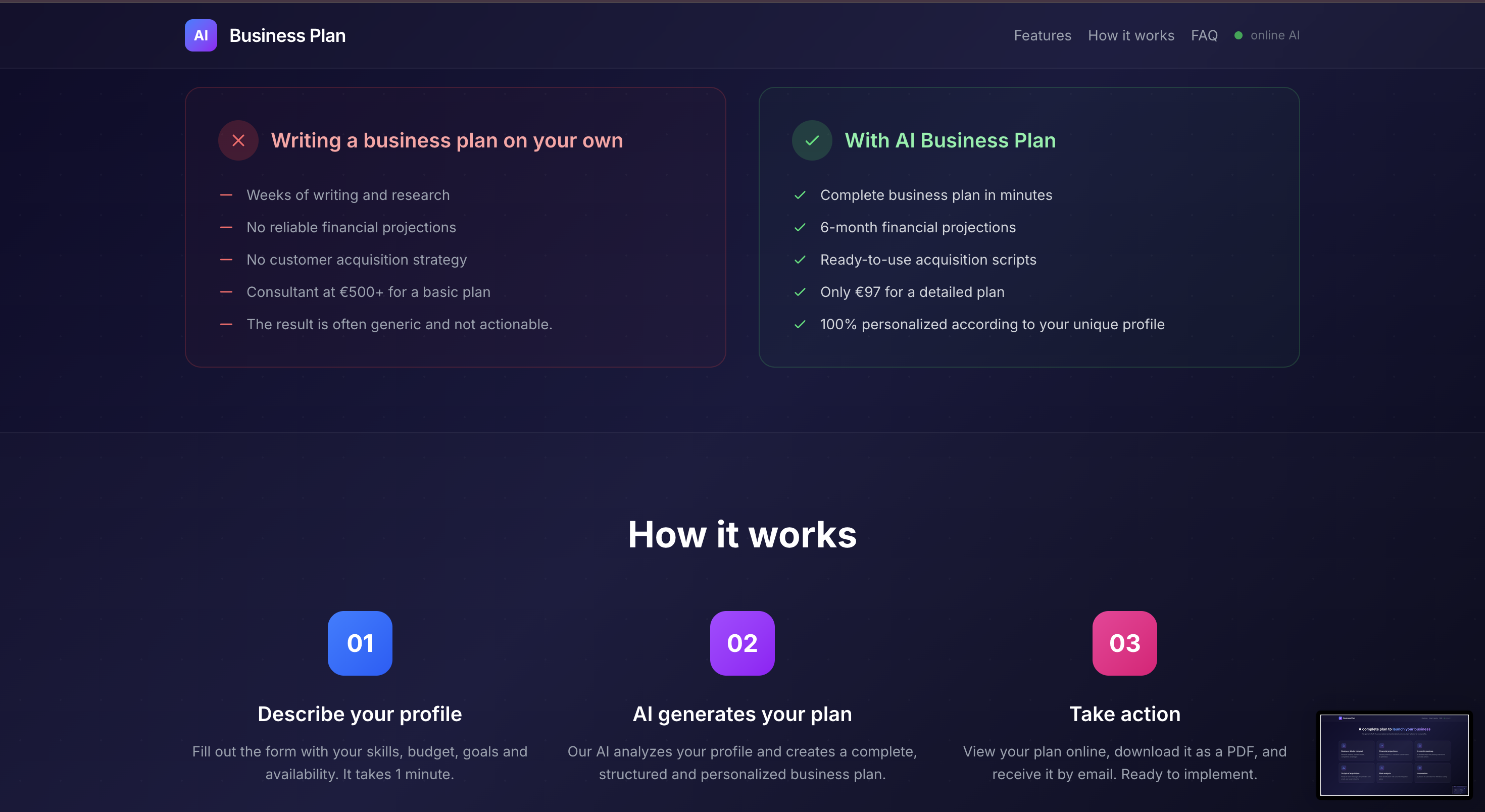   AI Business Plan  - Screenshot 3 showing product features and functionality
