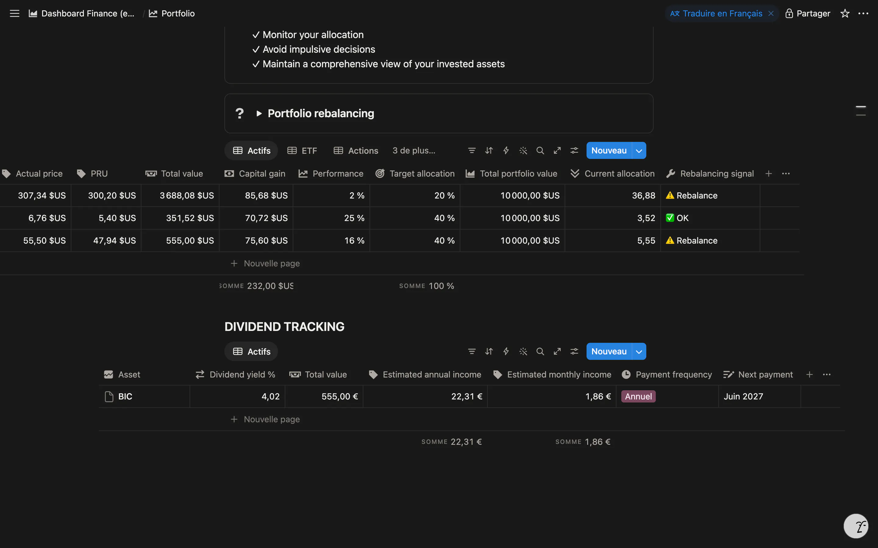 Investment Dashboard: Notion Template gallery image