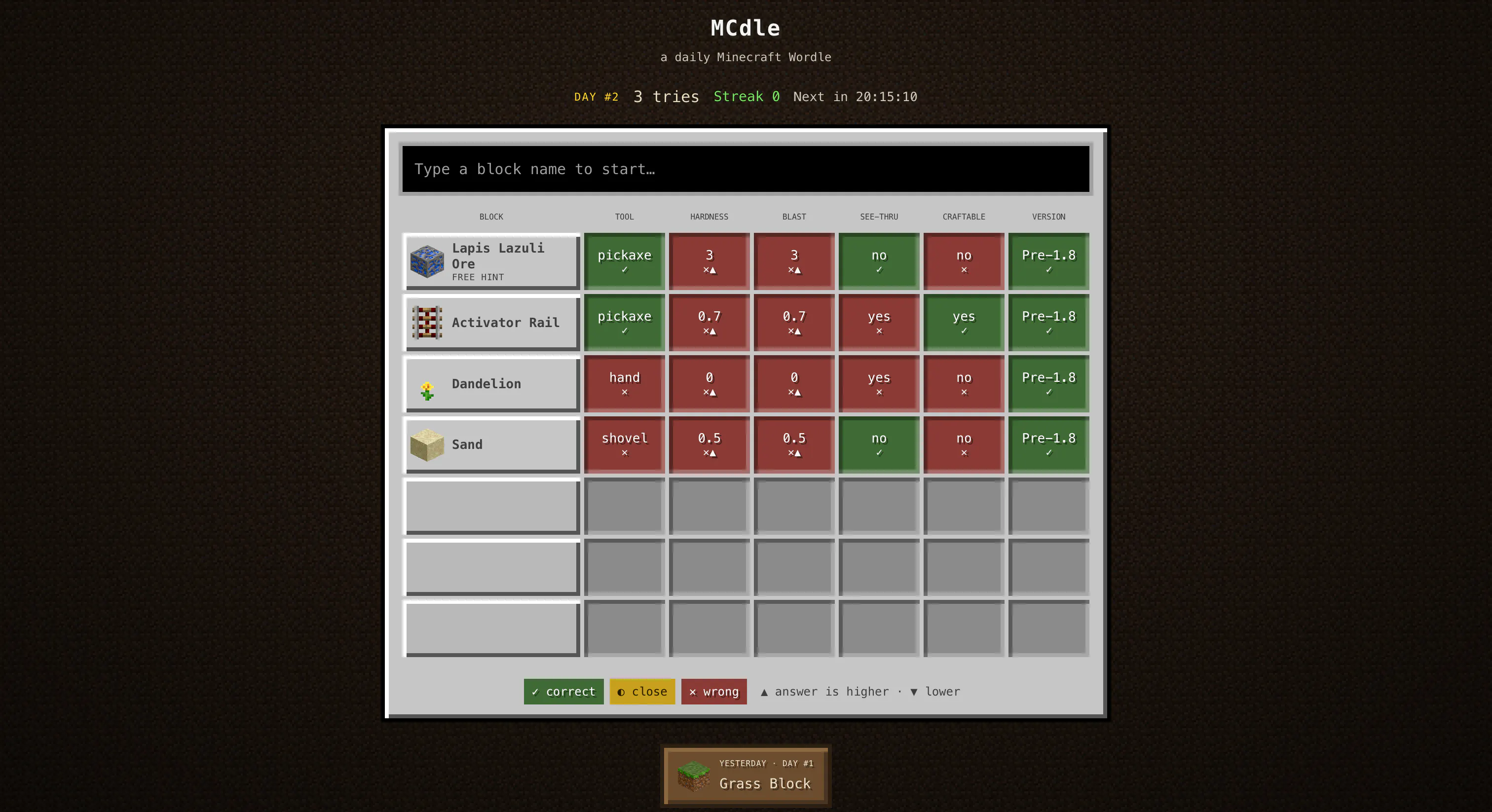 MCdle — Minecraft Wordle gallery image