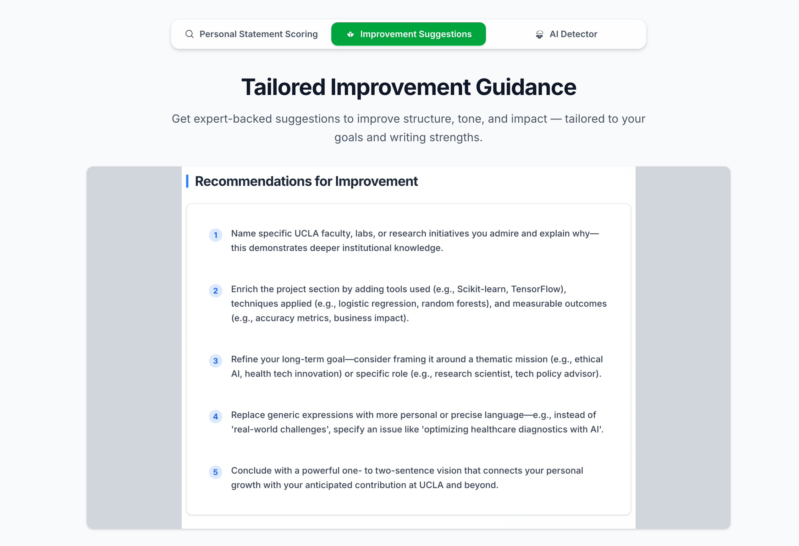 Perfect van toepassing - Direct AI persoonlijke statement scoren en feedback. media 3