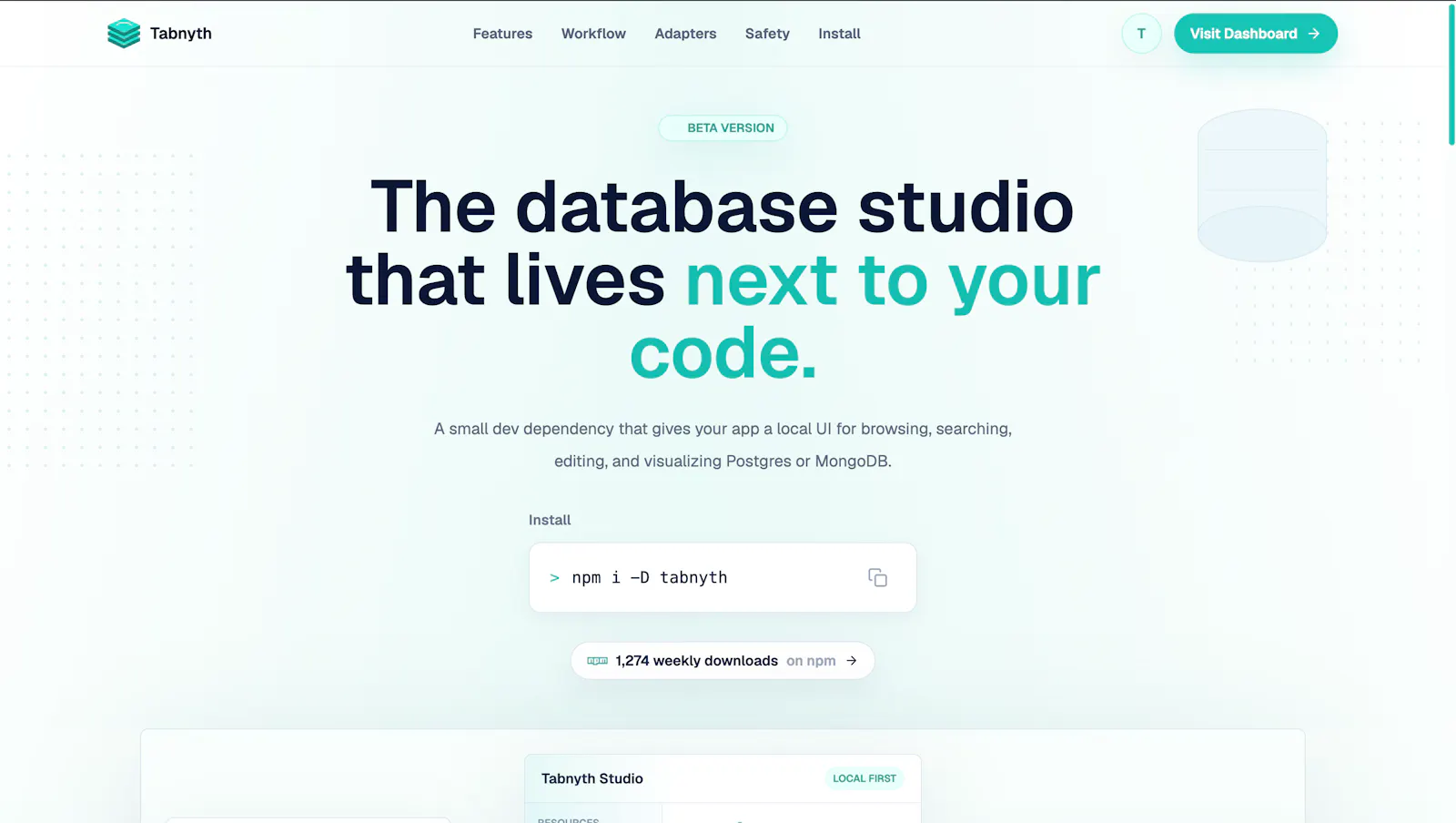 The DB studio that lives in codebase screenshot 1