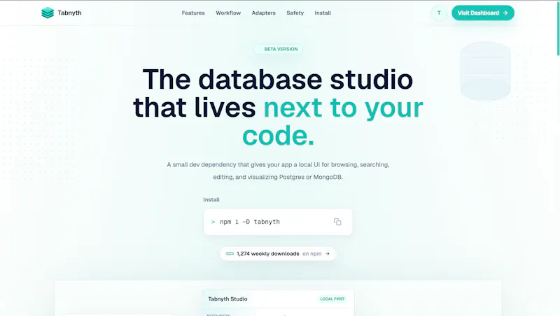 The DB studio that lives in codebase screenshot 1