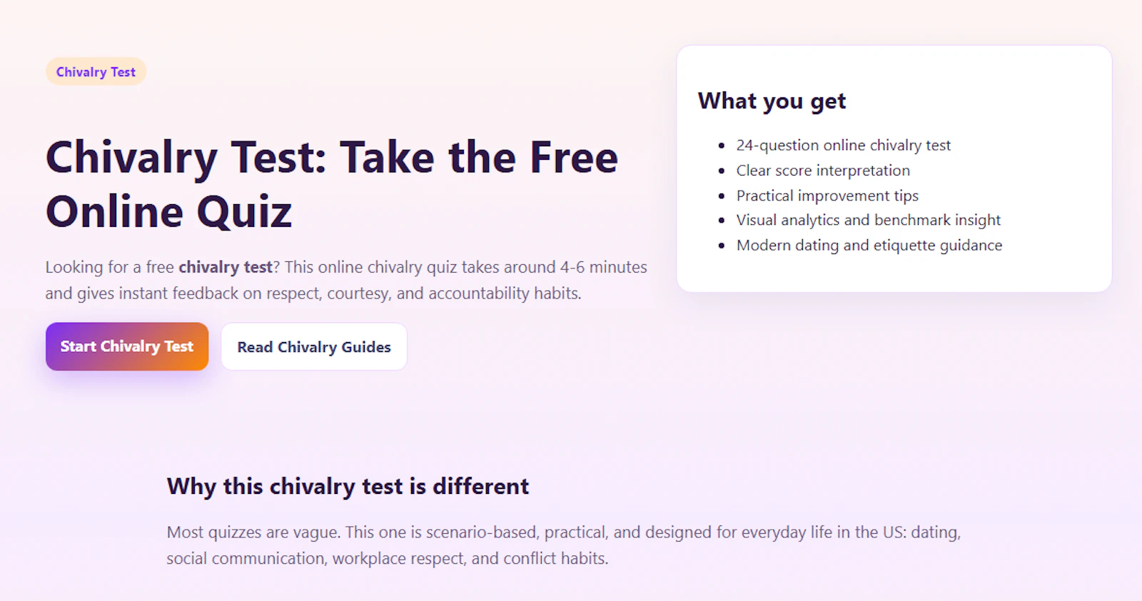ChivalryTests: Are You a Modern Knight? screenshot 3