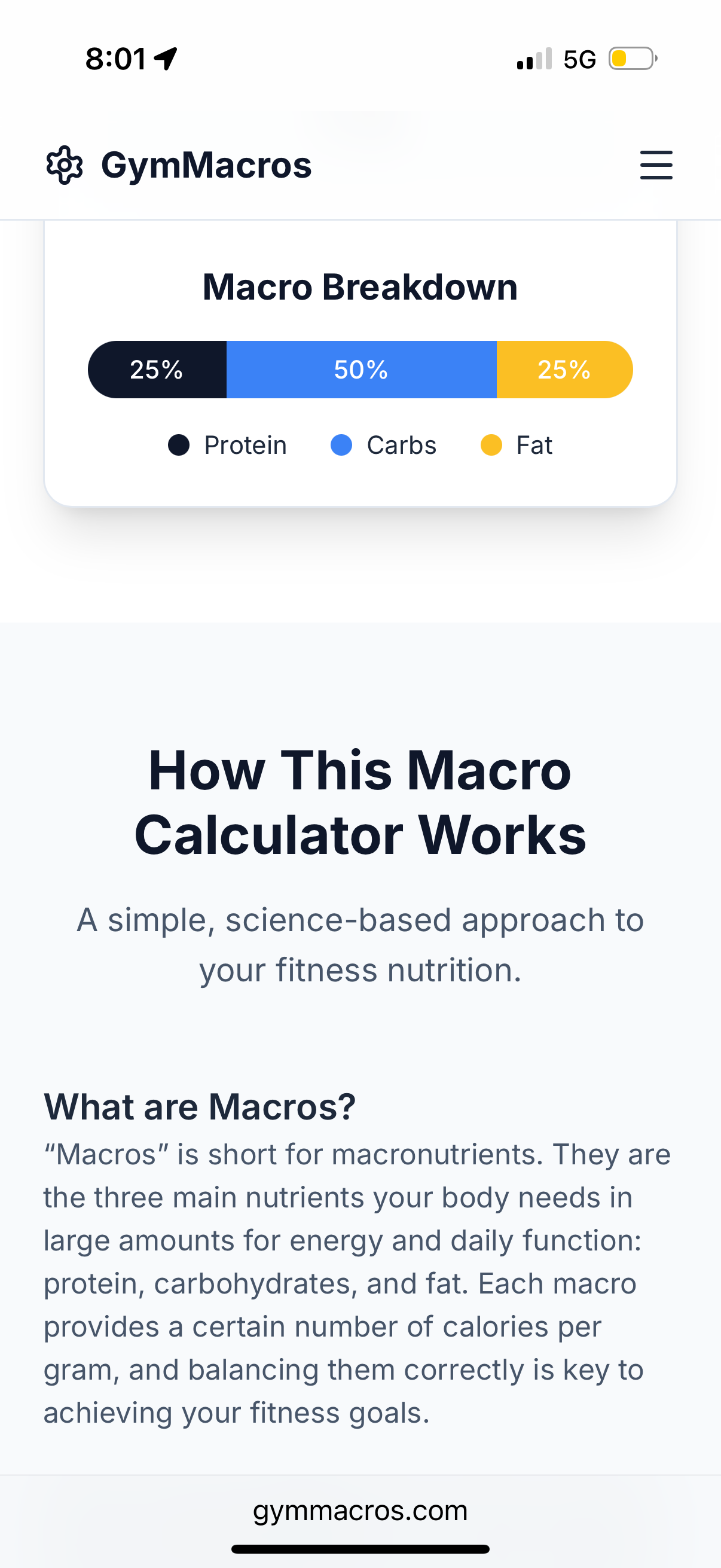 Gym Macro Calculator - Screenshot 4 showing product features and functionality