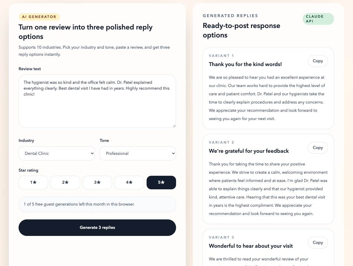 Review Reply AI gallery image