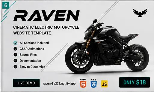 Cinematic Motorcycle Website Template gallery image