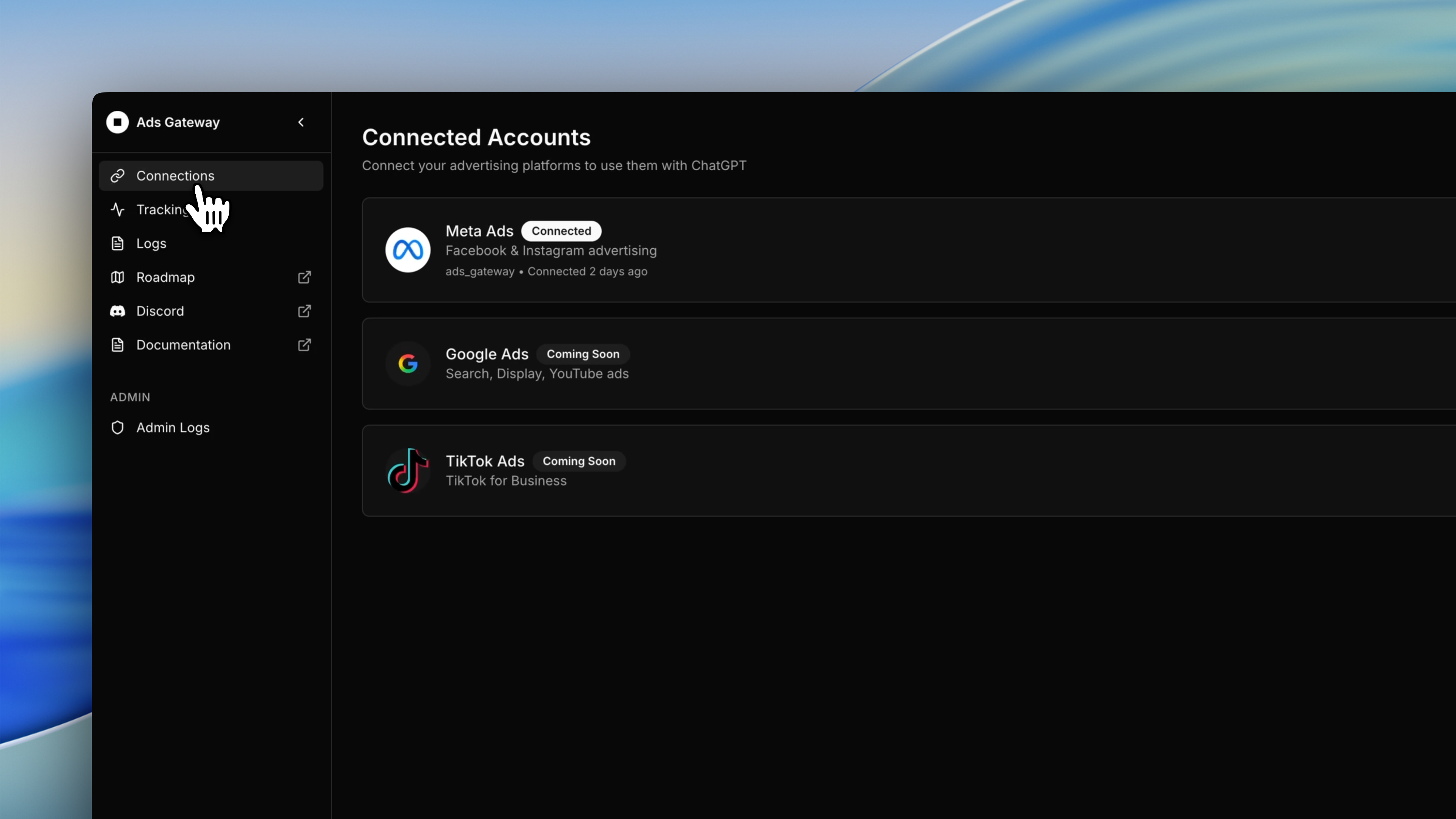 Ads Gateway - Screenshot 3 showing product features and functionality