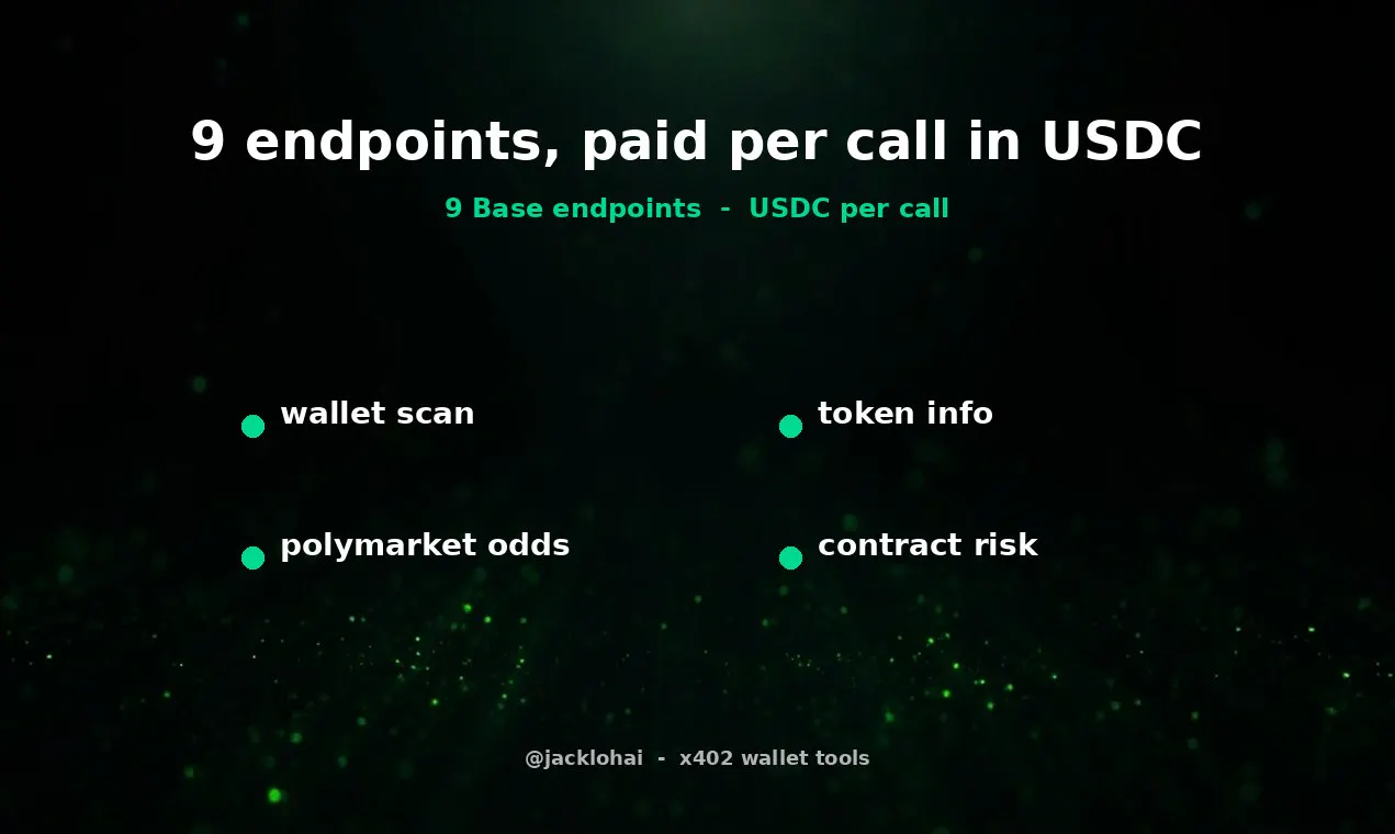 x402 wallet API: 9 Base endpoints, USDC gallery image