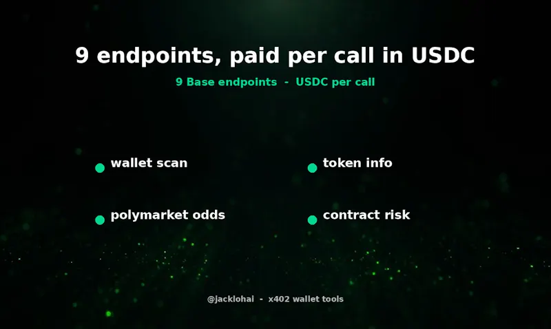 x402 wallet API: 9 Base endpoints, USDC screenshot 2