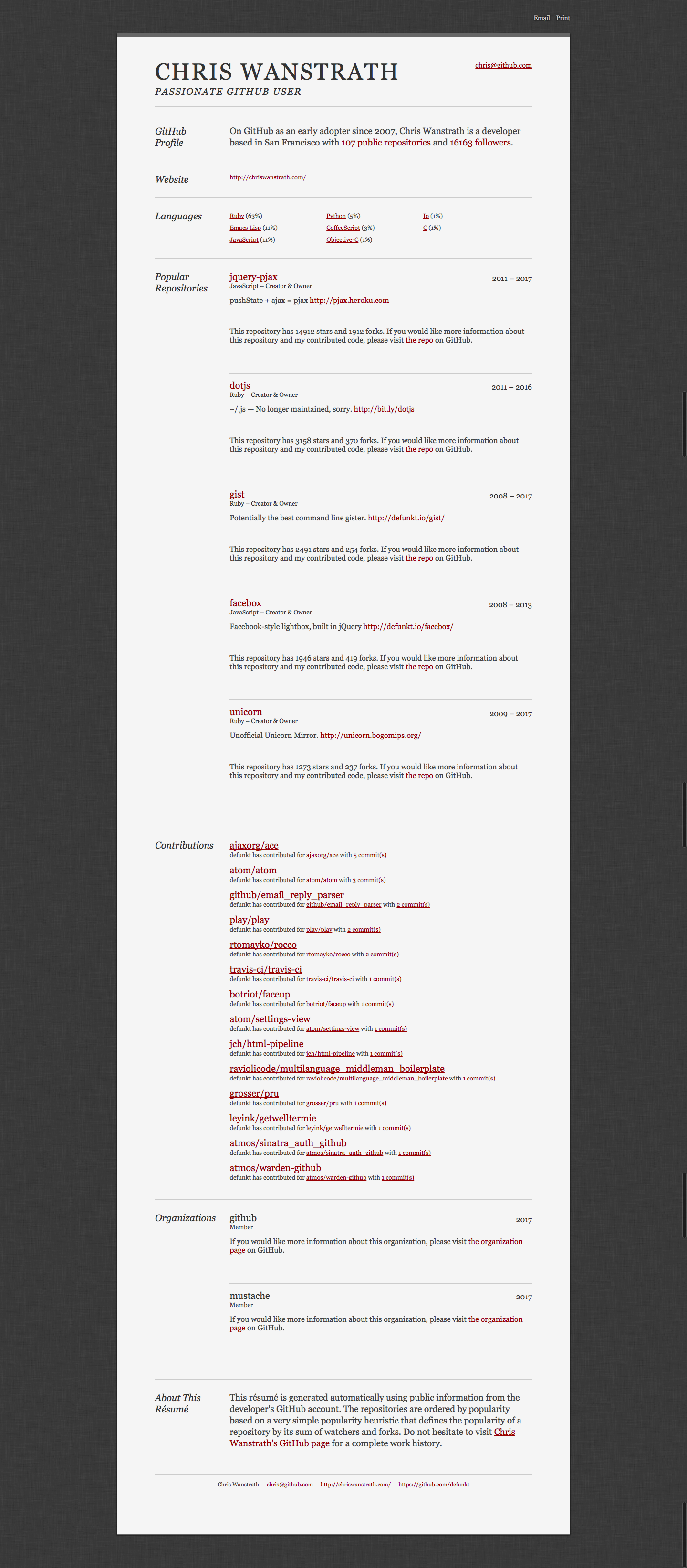GitHub Resume gallery image