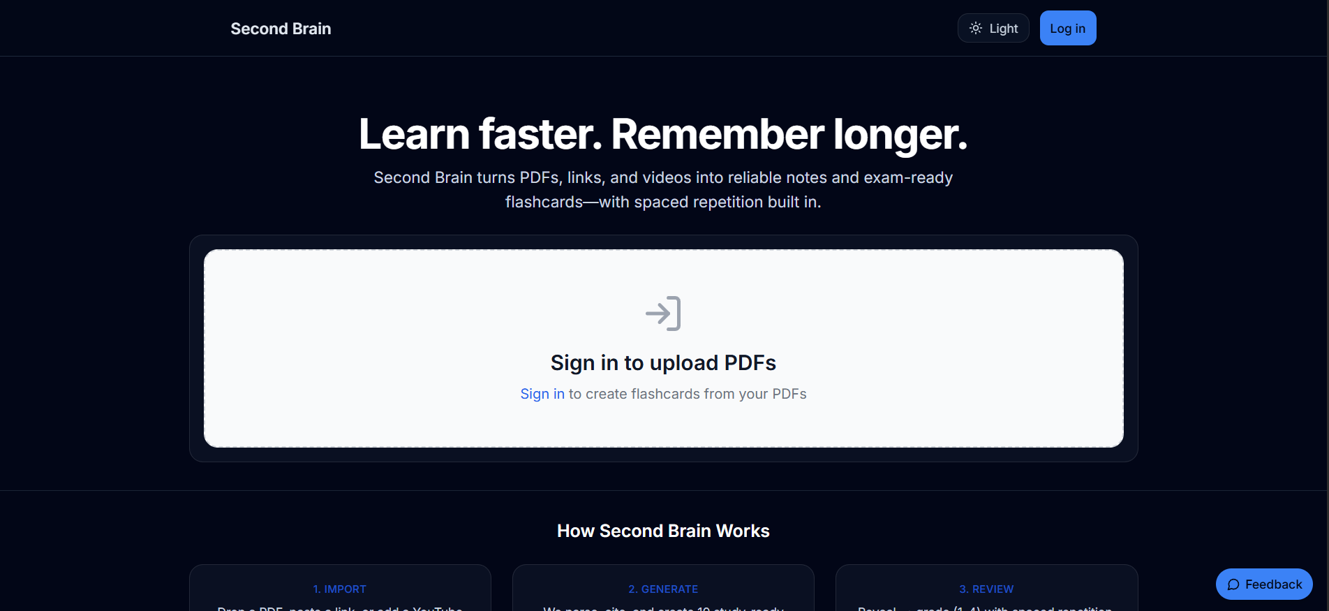 Second Brain - Main product screenshot demonstrating key features and user interface
