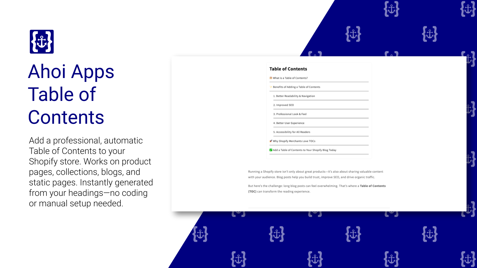 Média Shopify Table des matières - Faites des pages Shopify numérisables, structurées et conviviales. 3